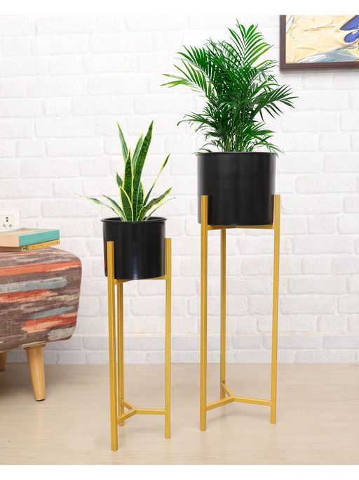 Homesake Metal Planters Indoor 2 Pieces Triangle Golden