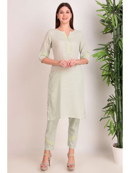 Zuri - Lemon Yellow Cotton Kurta with lace work