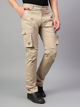 Cantabil - Men Fawn Solid Cargo