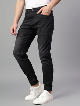 Cantabil - Men Black Denim Solid Joggers
