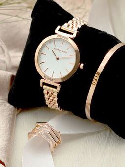 Joker and Witch - Joker & Witch White Stainless Steel Watch and Bracelet With Ring (Set of 3)