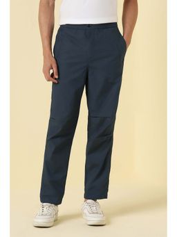 Allen Solly - Men Navy Blue Solid Casual Trouser
