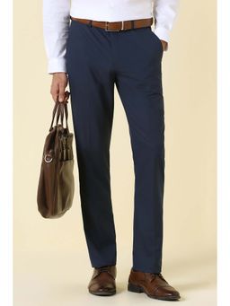Allen Solly - Men Navy Blue Solid Formal Trouser