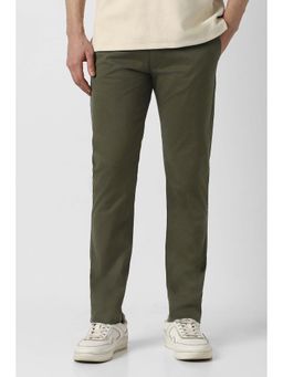 Peter England - Men Olive Solid Low Skinny Fit Casual Trouser