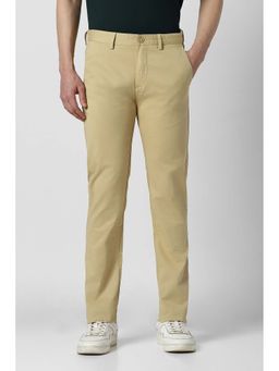 Peter England - Men Beige Solid Super Slim Fit Casual Trouser