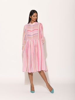Swati Vijaivargie - Dots Pink Striped Dress