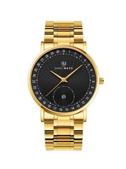 Sansi Mayo - Axis Gold Quartz Date Black Dial Analog Watch - SM-M-306-G-G-B (M)
