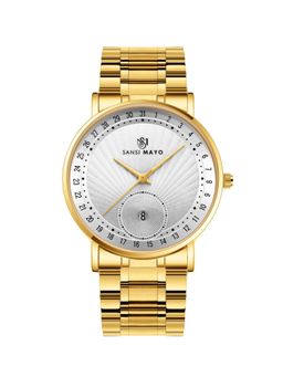 Sansi Mayo - Axis Gold Quartz Date Silver Dial Analog Watch - SM-M-306-G-G-W (M)