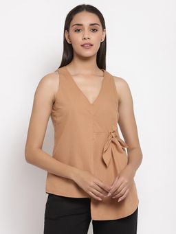 Ayrolane - Brown Tie Knot Detail Top