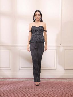 ISHA GUPTA TAYAL - Black Off Shoulder Top and Pant Set