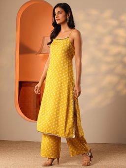 Libas - Mustard Bandhani Printed Kurta With Palazzo