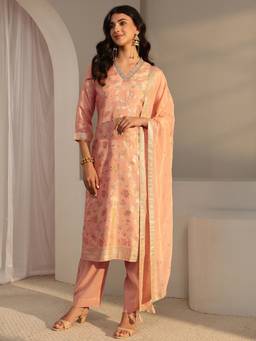 Libas Store Layout Buy Libas Blue Floral Woven Design Straight Kurta With Pant & Dupatta ...