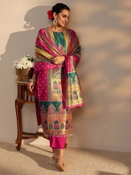 Libas - Multi Ethnic Motif Printed Straight Kurta With Pant & Dupatta