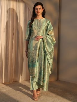 Libas - Green Ethnic Motif Printed Straight Kurta With Pant & Dupatta