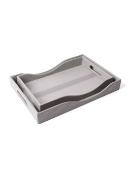 ICHKAN - Wave Rectangle Serving Tray Grey (Set of 2)