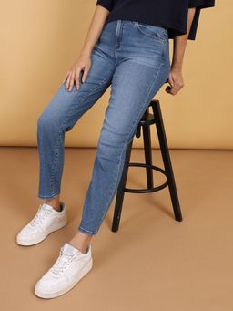 Wrangler - Blue Slim Straight Fit High Rise Light Fade Jeans