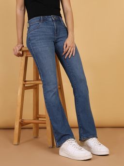Wrangler - Blue Boot Cut Fit Mid Rise Jeans