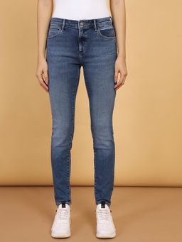 Wrangler - Blue Skinny Fit Mid Rise Light Fade Jeans