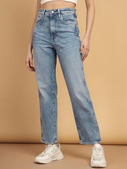 Wrangler - Blue Straight Fit High Rise Jeans