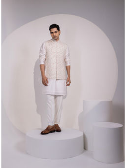 YOSEBA - Floral Cream Jacket with Kurta and Pyjama