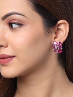 Yellow Chimes - Yellow Women Chimes Pink Contemporary Studs Earrings