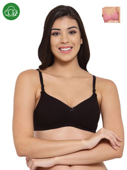 Inner Sense - Organic Cotton Antimicrobal Padded T-Shirt Bra -Pack Of 2 -Multi-Color