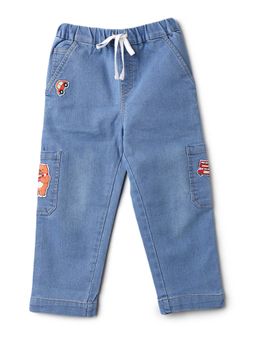 Nautinati - Boys Blue Denim Jeans Animal and Car Badge Jeans