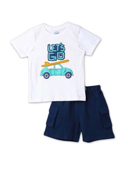 Nautinati - Boys Cotton Graphic Printed T-shirt and Cargo Shorts