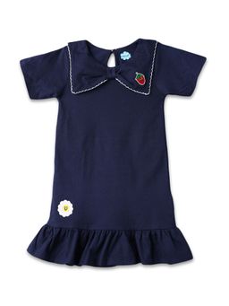 Nautinati - Girls Navy Blue Cotton Dress