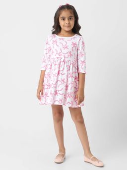 Nautinati - Girls Jersey Cotton Bow Print Dress