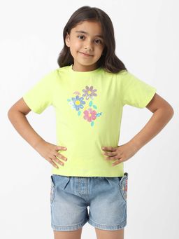 Nautinati - Girls Sequinned Cotton Floral T-shirt
