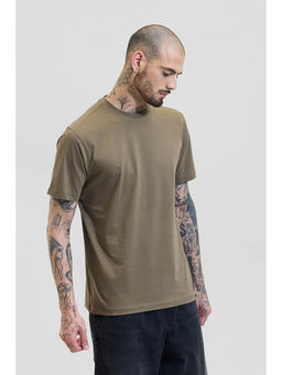 Snitch - Olive Plain Half Sleeves Slim Casual T-shirt