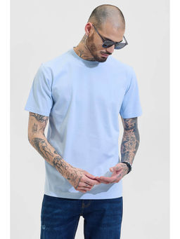 Snitch - Light Blue Plain Half Sleeves Slim Casual T-shirt