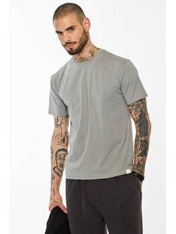 Snitch - Grey Plain Half Sleeves Slim Casual T-shirt