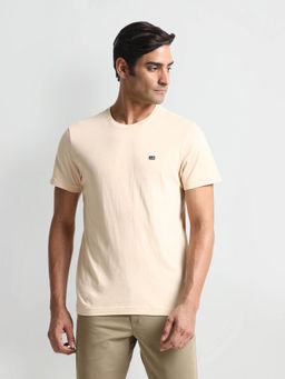 Arrow Sports - Cream Pure Cotton Solid T-shirt