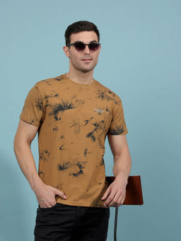 CRIMSOUNE CLUB - Men Brown Floral Print T-shirt