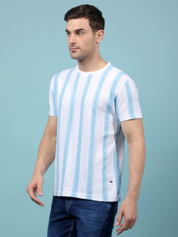 CRIMSOUNE CLUB - Men Blue Vertical Stripes T-shirt