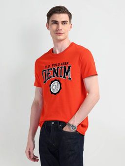 U.S. Polo Assn. Denim Co. - Orange Brand Printed Cotton T-shirt