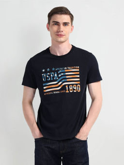 U.S. Polo Assn. Denim Co. - Navy Blue Brand Printed Cotton T-shirt