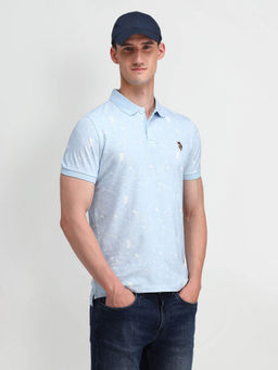 U.S. Polo Assn. Denim Co. - Blue Muscle Fit Printed Polo Shirt