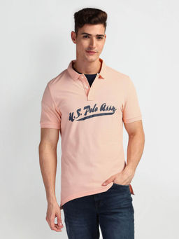 U.S. Polo Assn. Denim Co. - Pink Brand Print Cotton Polo T-shirt