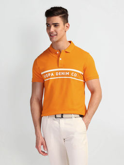 U.S. Polo Assn. Denim Co. - Orange Brand Print Pique Polo T-shirt