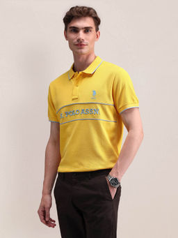 U.S. POLO ASSN. - Yellow Brand Embroidered Slim Polo T-shirt