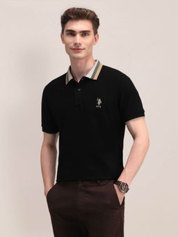 U.S. POLO ASSN. - Black Slim Fit Cotton Polo T-shirt