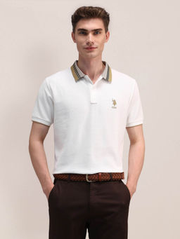 U.S. POLO ASSN. - White Slim Fit Cotton Polo T-shirt
