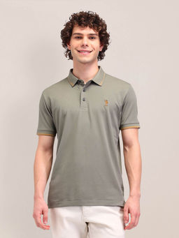 U.S. POLO ASSN. - Olive Solid Slim Fit Polo T-shirt