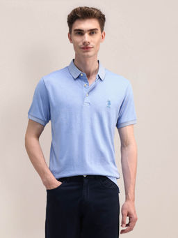 U.S. POLO ASSN. - Blue Slim Fit Solid Polo T-shirt