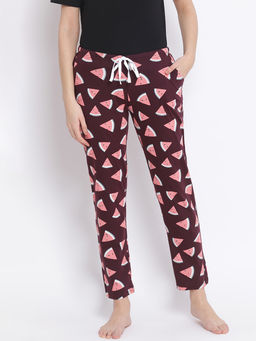 Kanvin - Womens Printed Pyjamas Maroon