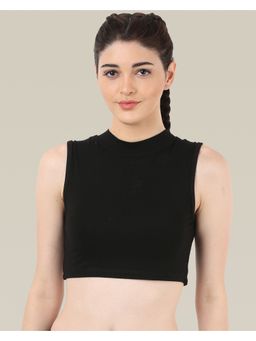 The Dance Bible - Sleeveless Mock Neck Black Sports Crop Top
