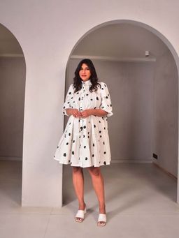 WHY SO BLUE - Dottie Button Down Dress